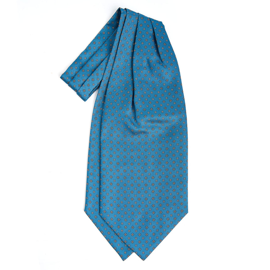 MID BLUE SILK ASCOT TIE