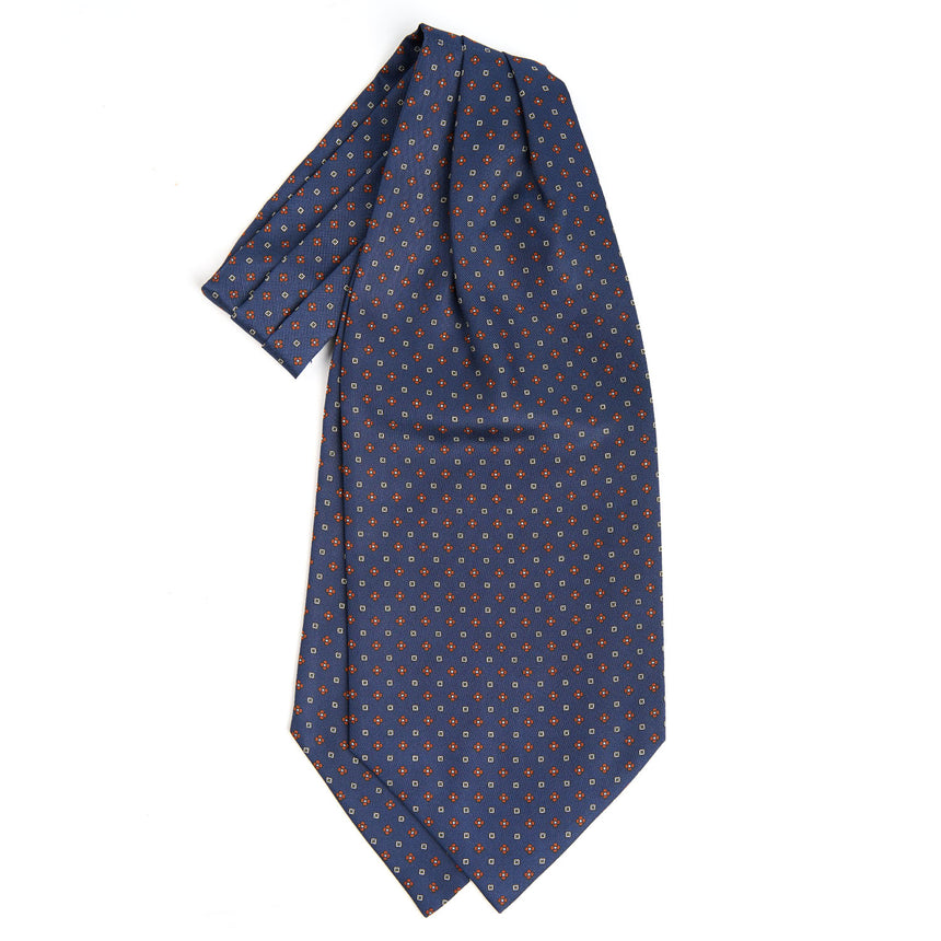 DARK BLUE SILK ASCOT TIE