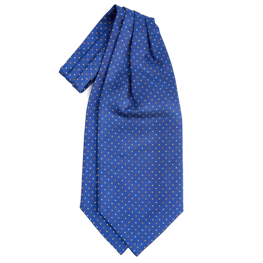 BLUE SILK ASCOT TIE