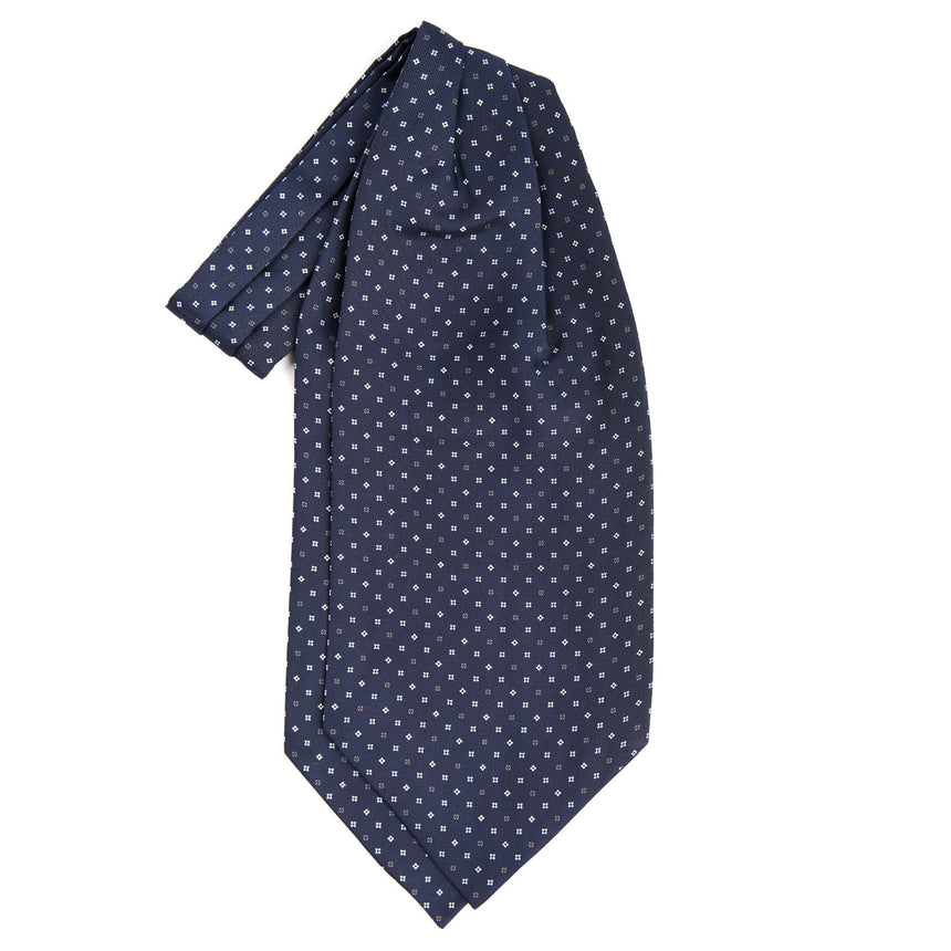 DARK BLUE SILK ASCOT TIE