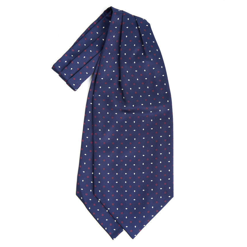 DARK BLUE SILK ASCOT TIE