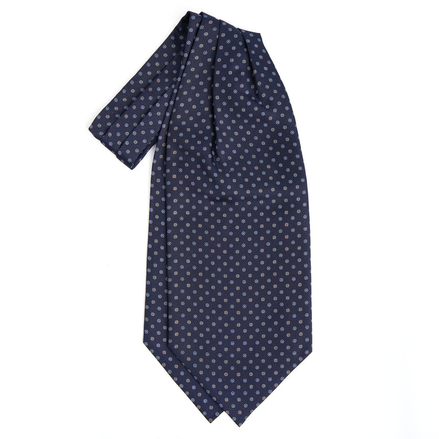 DARK BLUE SILK ASCOT TIE