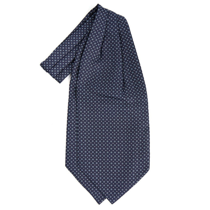 DARK BLUE SILK ASCOT TIE