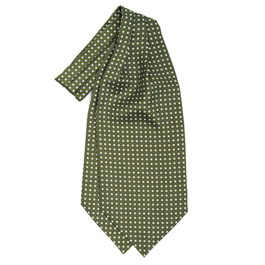 OLIVE GREEN SILK ASCOT TIE