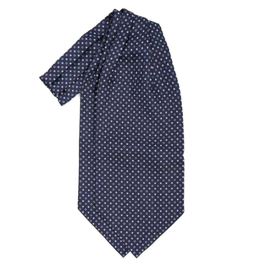 DARK BLUE SILK ASCOT TIE