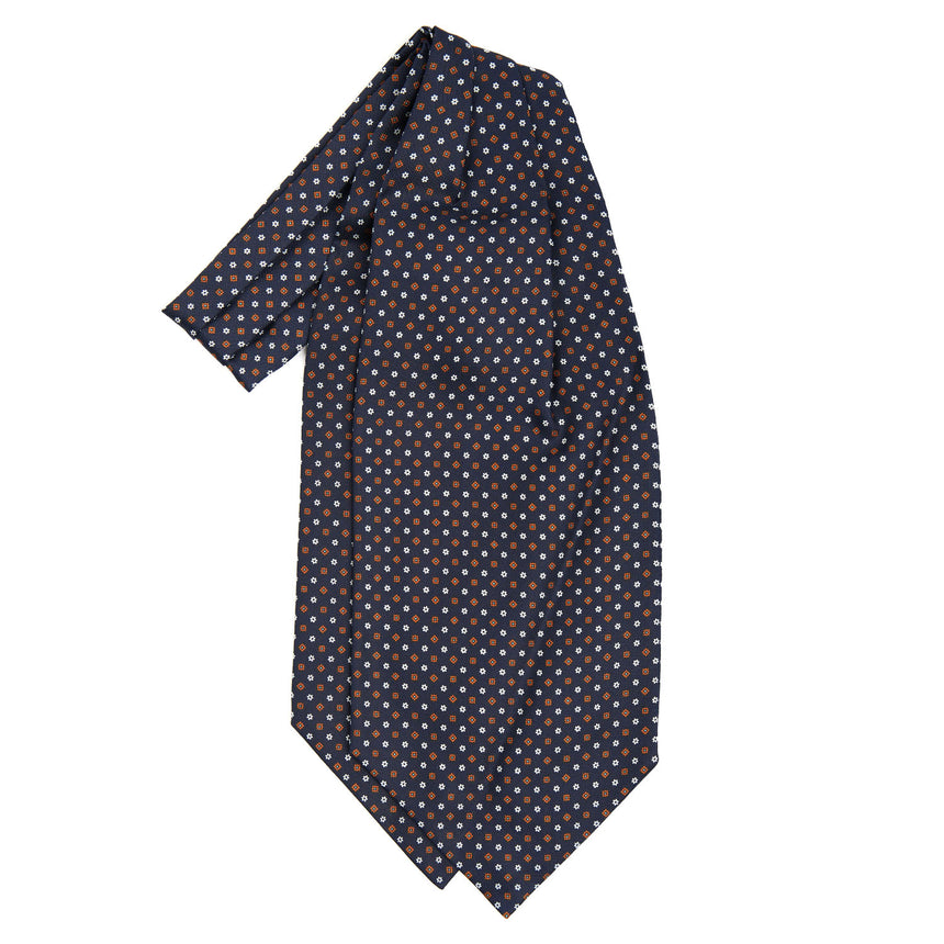 DARK BLUE SILK ASCOT TIE