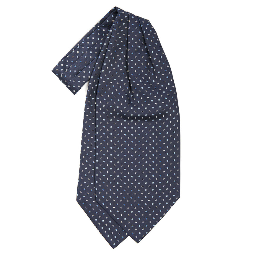 DARK BLUE SILK ASCOT TIE