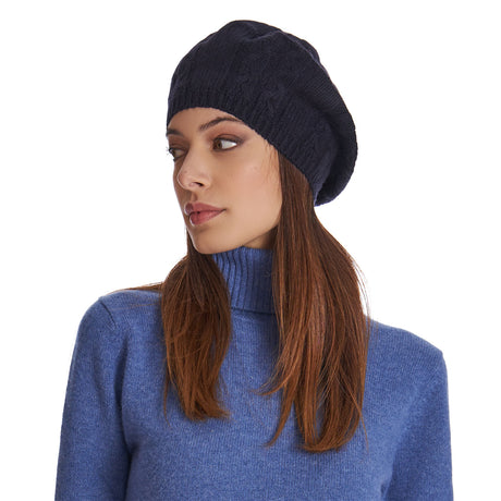 CAPPELLO BASCO A TRECCE BLU