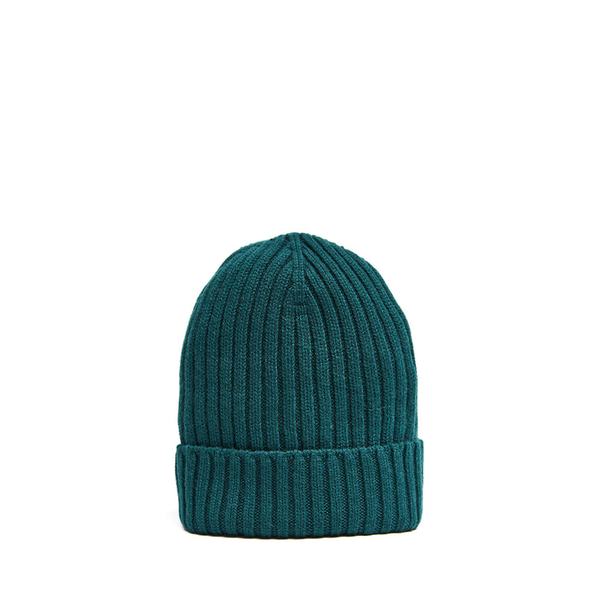 DARK GREEN RIBBED BEANIE