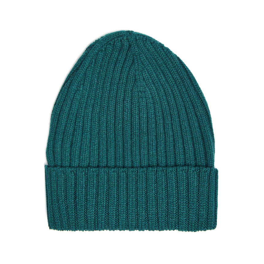 DARK GREEN RIBBED BEANIE