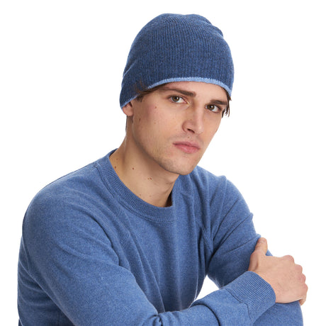 LIGHT AND DARK BLUE BICOLOR BEANIE