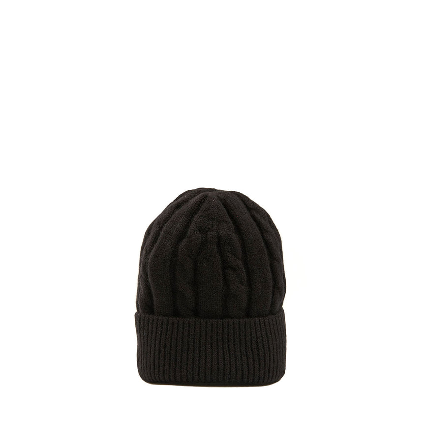 BLACK BRAIDED BEANIE