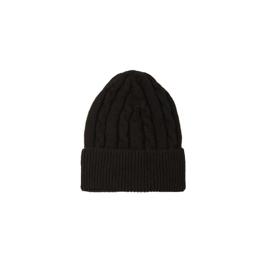 BLACK BRAIDED BEANIE