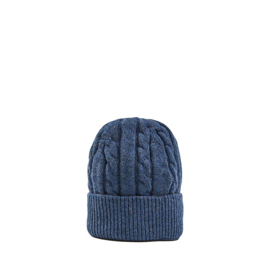 BLUE BRAIDED BEANIE