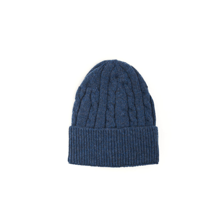 BLUE BRAIDED BEANIE