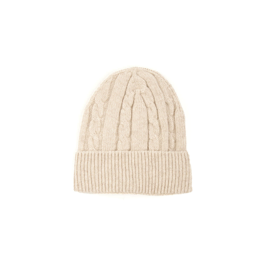 BEIGE BRAIDED BEANIE