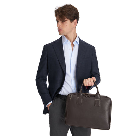 DARK BROWN LEATHER BRIEFCASE