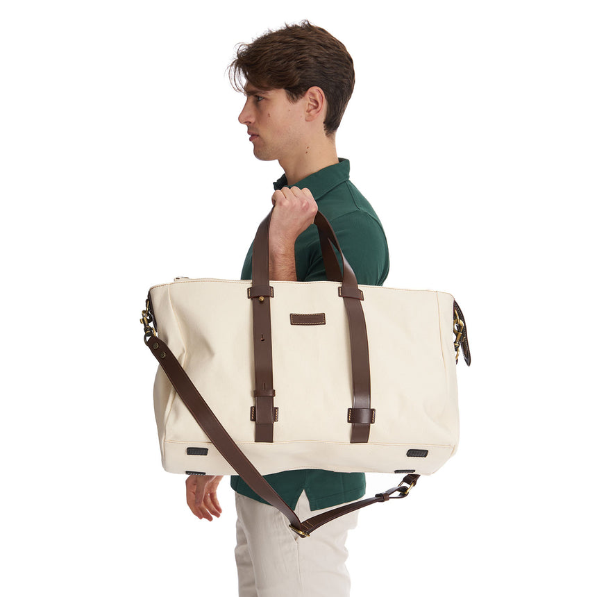 WHITE CANVAS WEEKEND BAG