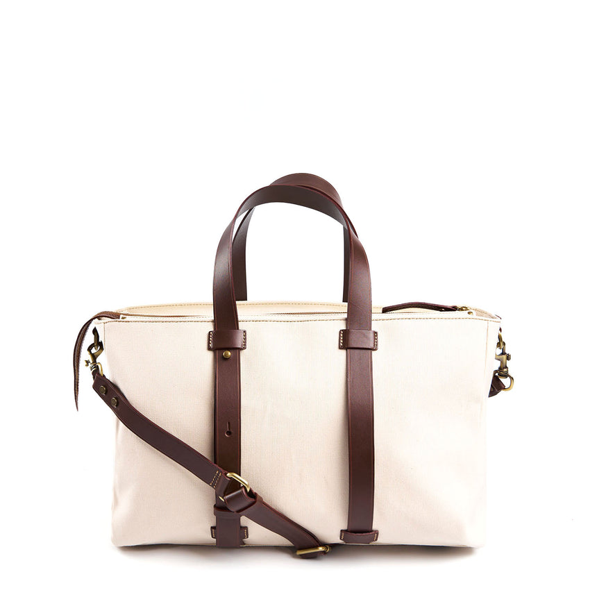 WHITE CANVAS WEEKEND BAG