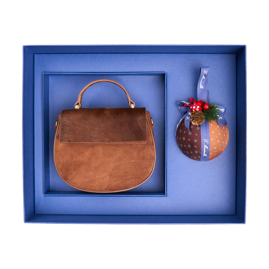 BOX DI NATALE CON BORSA MINI CLEO MARRONE