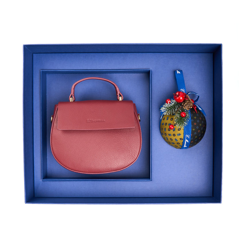 BOX DI NATALE CON BORSA MINI CLEO BORDEAUX