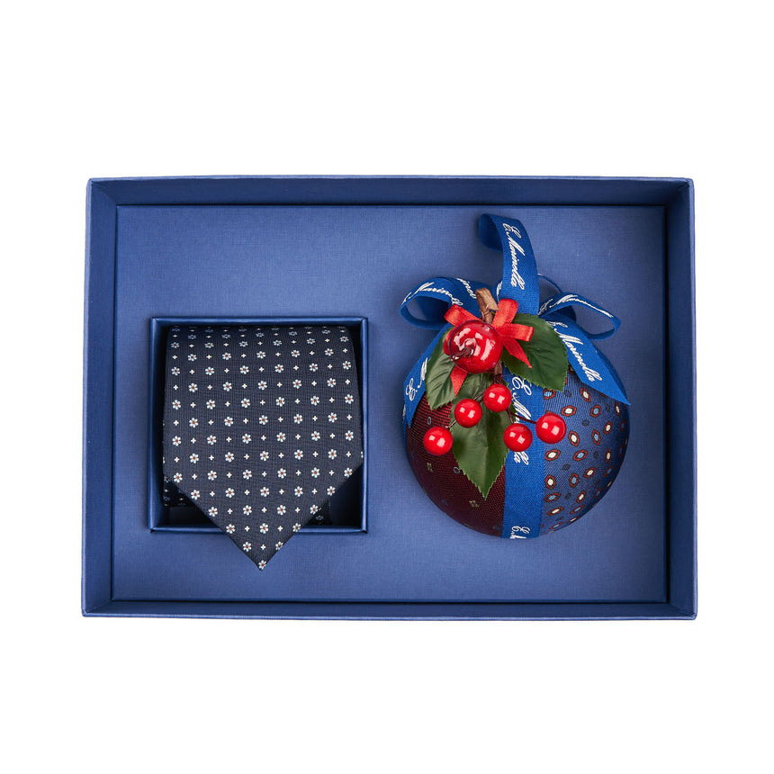 BOX DI NATALE CON CRAVATTA SARTORIALE BLU SCURO