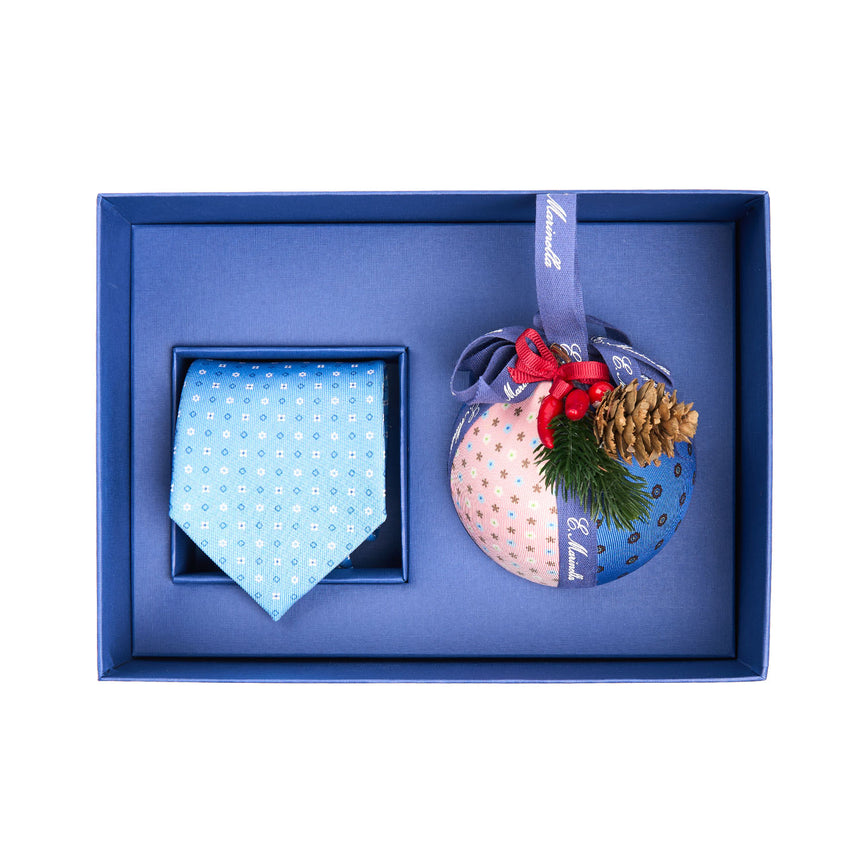 BOX DI NATALE CON CRAVATTA SARTORIALE AZZURRA POLVERE