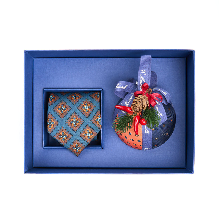 BOX DI NATALE CON CRAVATTA COLLEZIONE HERITAGE BLU MEDIO