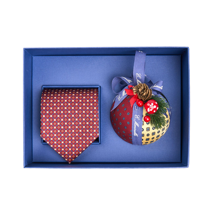 CHRISTMAS BOX WITH BURGUNDY EXTRA LONG TIE