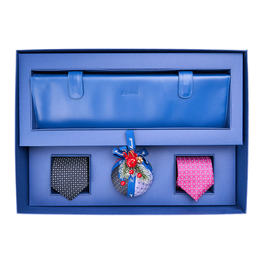 BOX DI NATALE CON PORTACRAVATTE BLUETTE, 2 CRAVATTE SARTORIALI