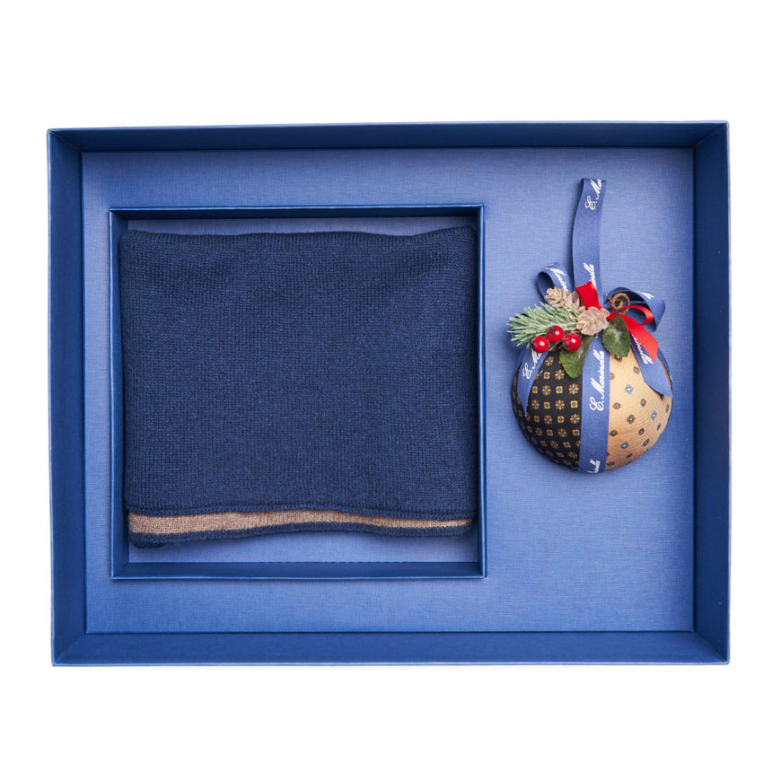 BOX DI NATALE CON SCALDACOLLO BLU IN CASHMERE