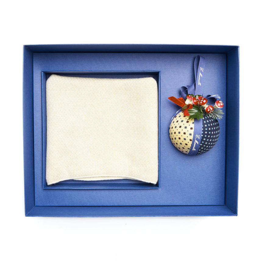 BOX DI NATALE CON SCALDACOLLO BEIGE IN CASHMERE