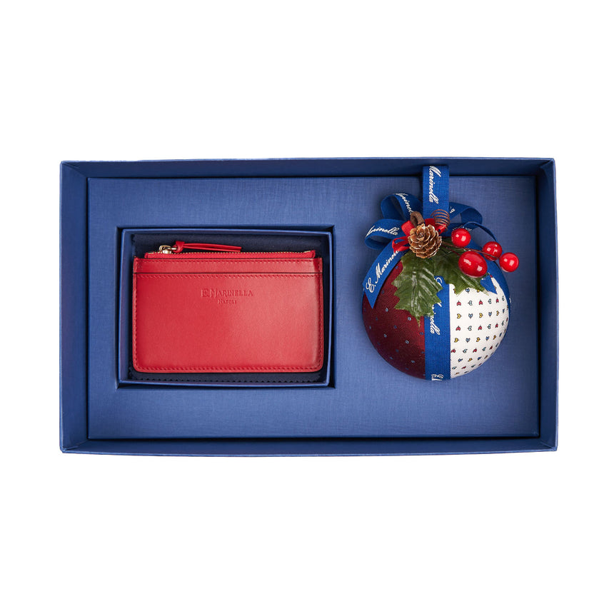 CHRISTMAS BOX WITH RED ZIP CARD HOLDER