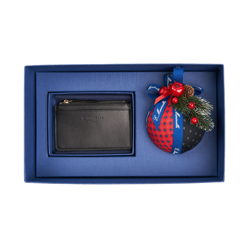 BOX DI NATALE CON PORTACARTE NERO CON ZIP