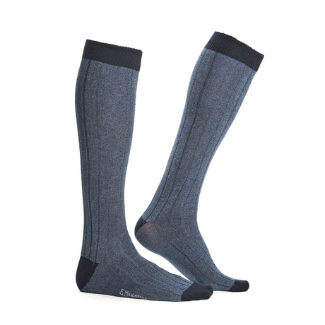 LONG BICOLOR POWDER BLUE COTTON SOCKS