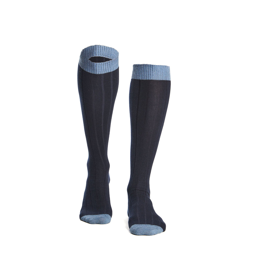 LONG LIGHT AND DARK BLUE BICOLOR COTTON SOCKS