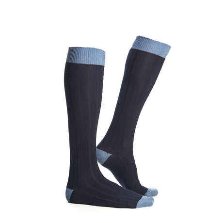 LONG LIGHT AND DARK BLUE BICOLOR COTTON SOCKS