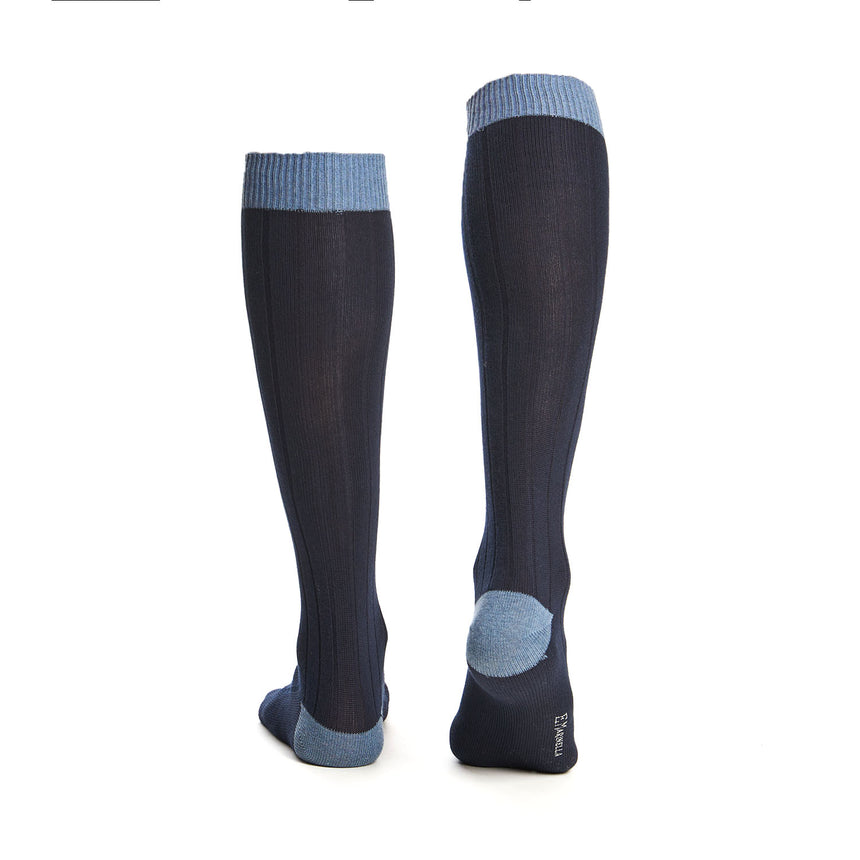 LONG LIGHT AND DARK BLUE BICOLOR COTTON SOCKS