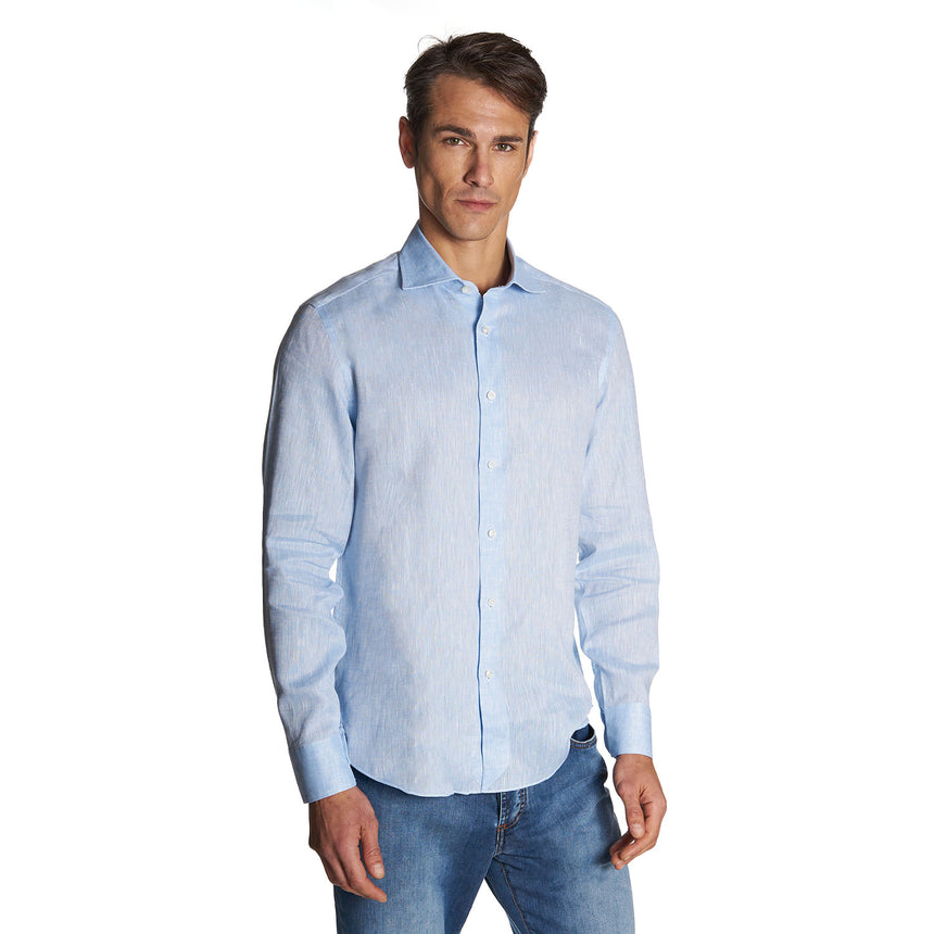 CAMICIA IN LINO AZZURRA