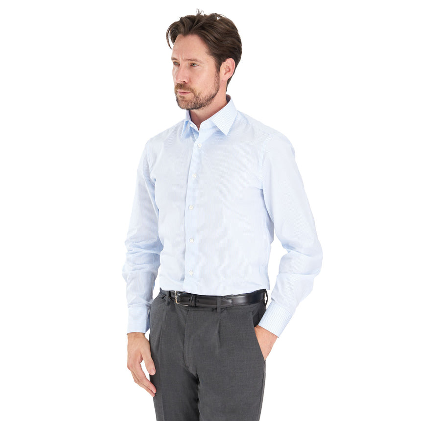 CAMICIA CLASSICA RIGHE BIANCO E AZZURRO REGULAR