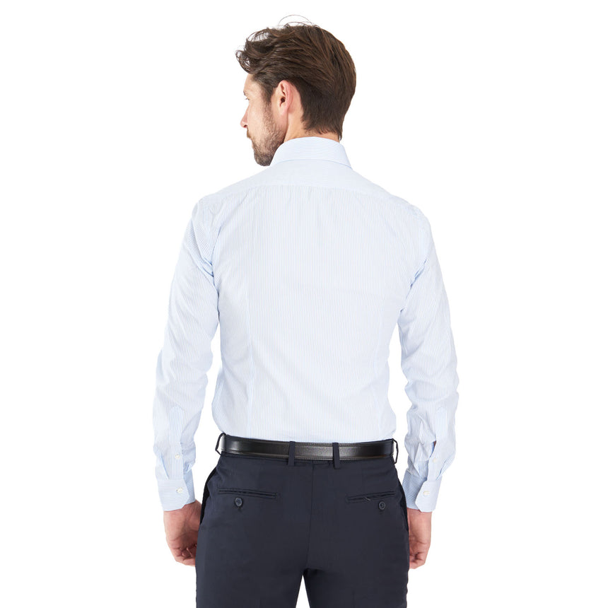 CAMICIA CLASSICA A RIGHE BIANCO E AZZURRO SLIM