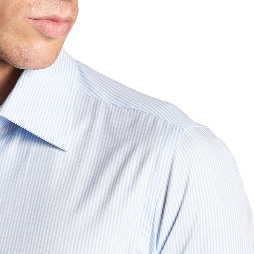 CAMICIA CLASSICA A RIGHE BIANCO E AZZURRO SLIM