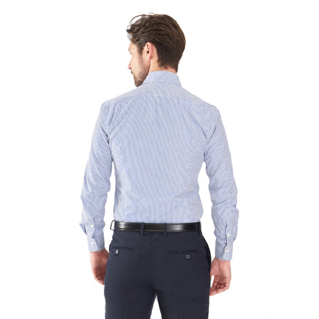 CAMICIA CLASSICA A RIGHE BIANCO E BLU SLIM