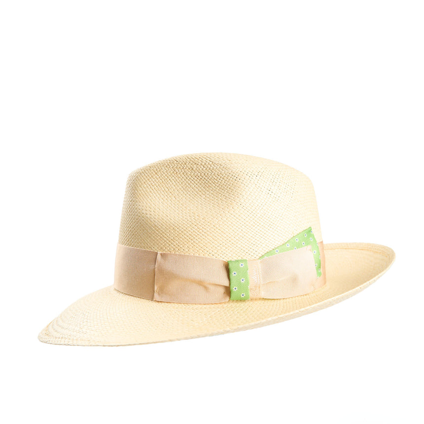 PANAMA AMEDEO MODEL WITH LIGHT GREEN SILK DETAILS