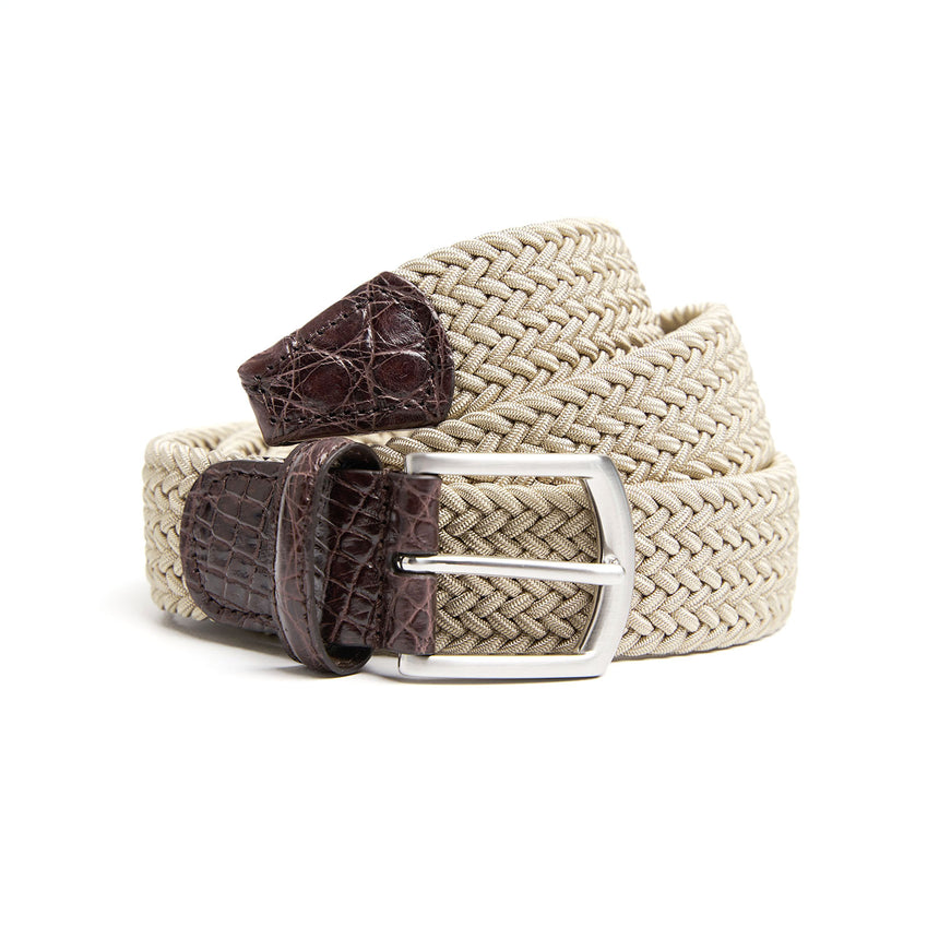 BEIGE WOVEN STRETCH BELT