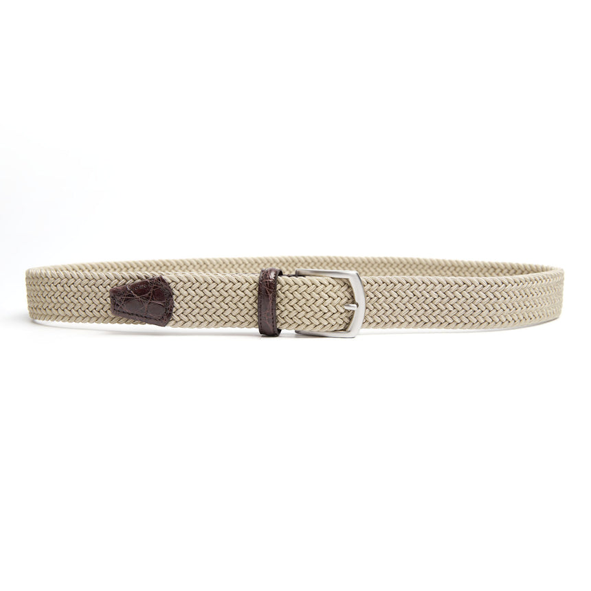 BEIGE WOVEN STRETCH BELT