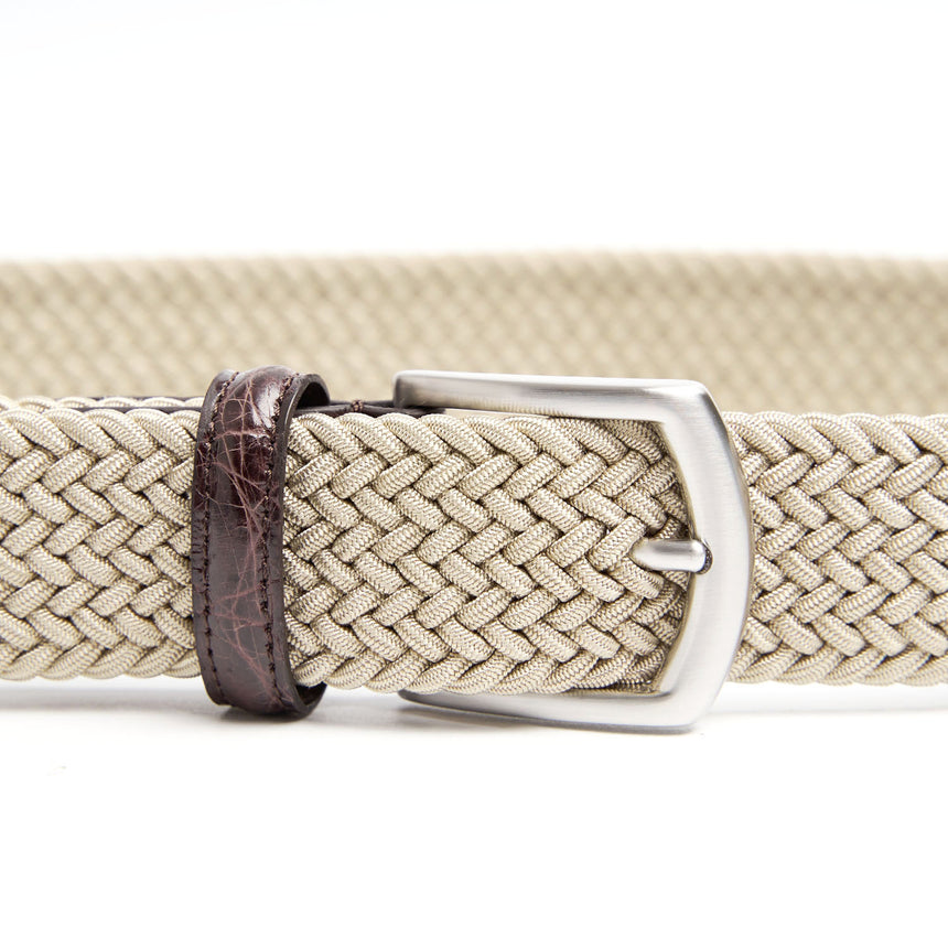 BEIGE WOVEN STRETCH BELT