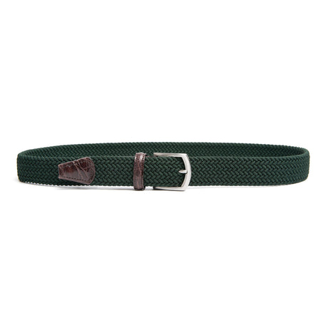 DARK GREEN WOVEN STRETCH BELT