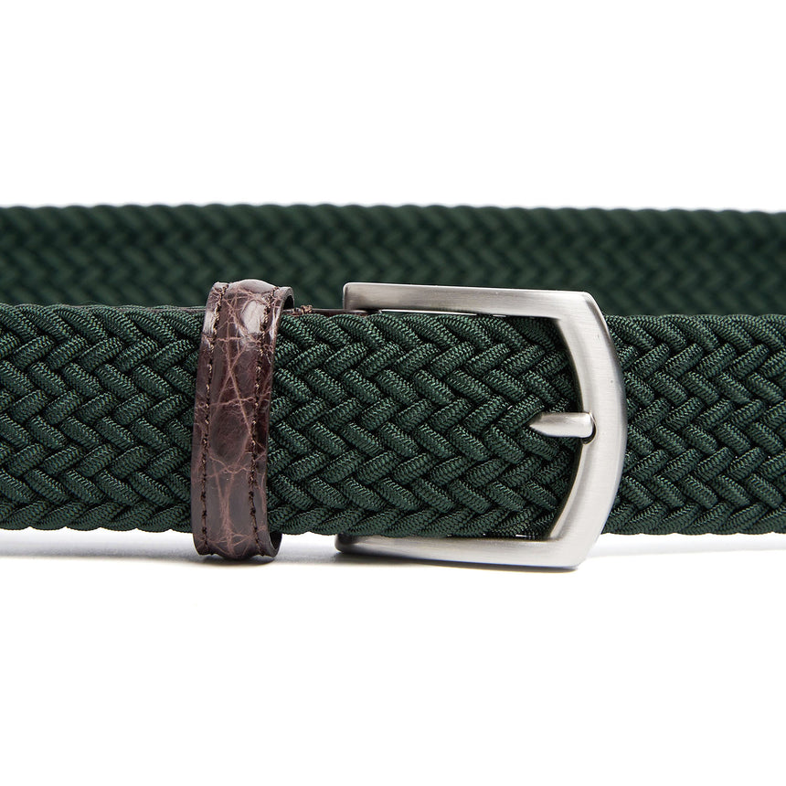 DARK GREEN WOVEN STRETCH BELT