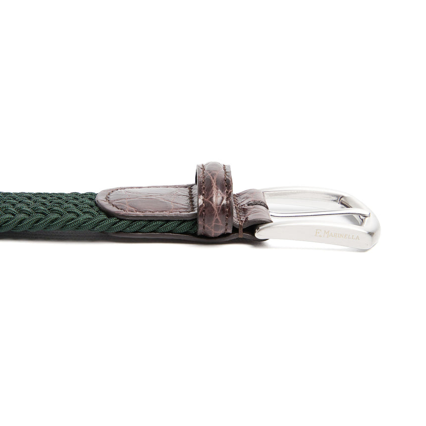 DARK GREEN WOVEN STRETCH BELT